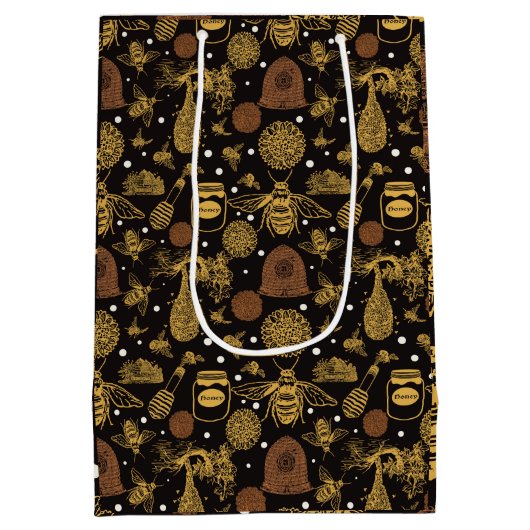  Honing Bumblebee Zwart Baby shower Medium Cadeauzakje (Achterkant)