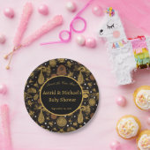  Honing Bumblebee Zwart Baby shower Papieren Bordje (Feest)