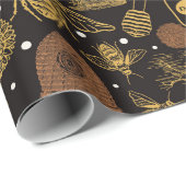 Honing Bumblebee Zwart Cadeaupapier (Rol Hoek)