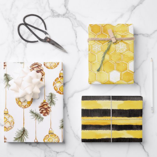 Honing Dennenappels Kerst Inpakpapier Vel (Voorkant)