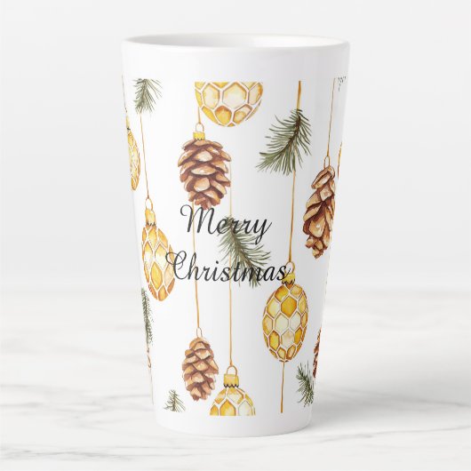 Honing Dennenappels Kerst Latte Mok (Voorkant)