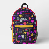 Honing diamant, roze rood geel aangepaste naam bedrukte rugzak (Voorkant)