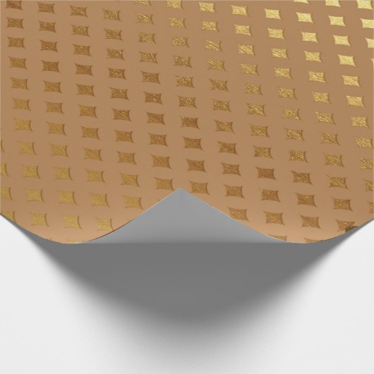 Honing Diamond Cut Bruin Maroon Sepia Goud Metalli Cadeaupapier (Hoek)