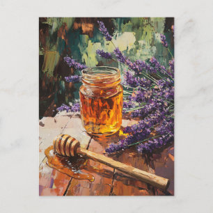 Honing Dipper en Lavendel Schilderachtig Briefkaart