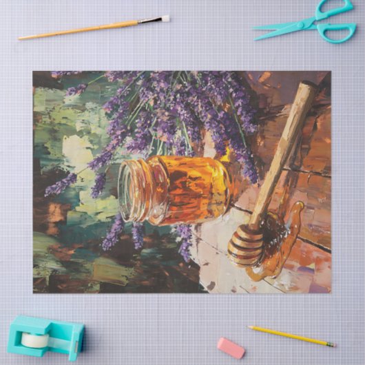 Honing Dipper en Lavendel Schilderachtig Decoupage Tissuepapier (Craft)