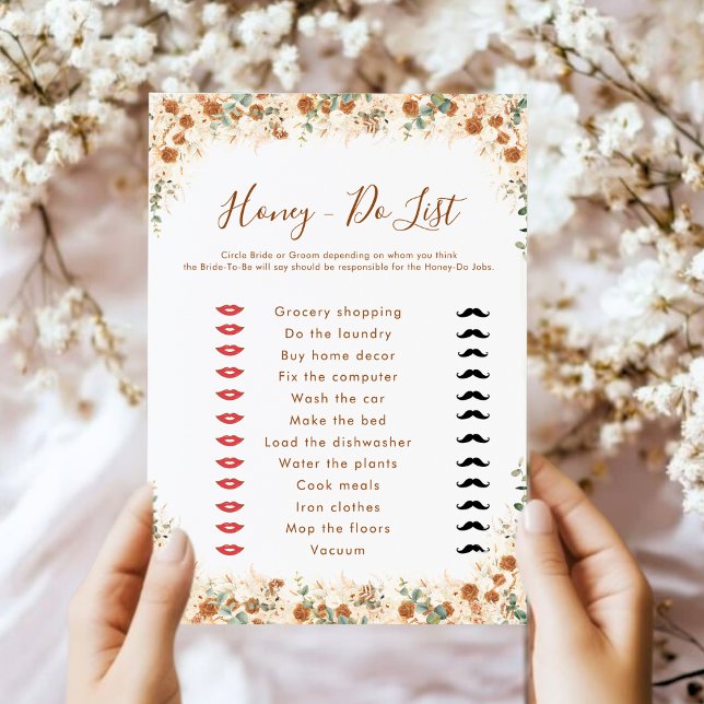 Honing Do List Game | Boho Terracotta Floral Brida (Creator heeft geüpload)