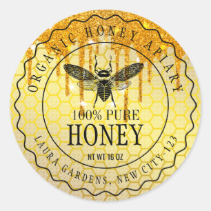 Honing drijft gouden bijen verkoper Apiarist Ronde Sticker