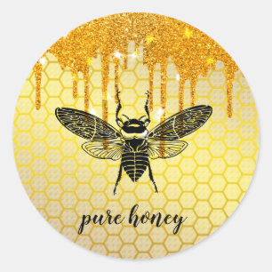 Honing drijft gouden bijen verkoper Apiarist Ronde Sticker