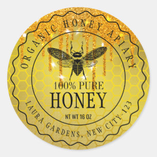 Honing drijft gouden bijen verkoper Apiarist  Ronde Sticker