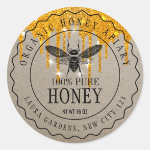 Honing drijft gouden bijen verkoper Apiarist  Ronde Sticker