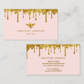 Honing druipt faux glitter bij op roze achtergrond visitekaartje (Voorkant / Achterkant)