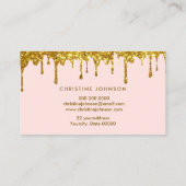 Honing druipt faux glitter bij op roze achtergrond visitekaartje (Achterkant)