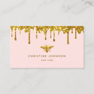 honing druppelt faux glitter bee logo visitekaartj visitekaartje