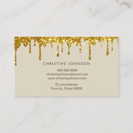 honing druppelt op visitekaartje van glitter (Achterkant)