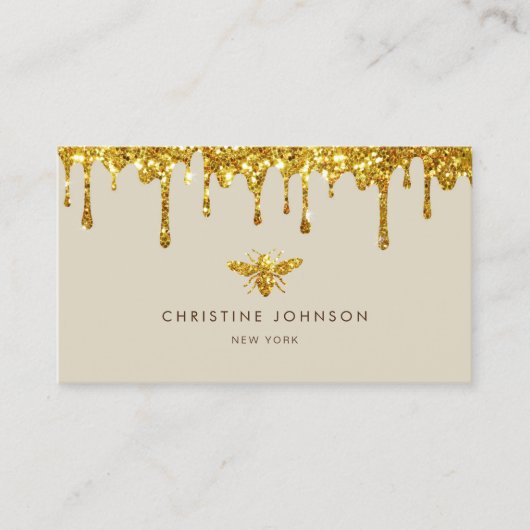 honing druppelt op visitekaartje van glitter (Voorkant)