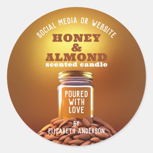Honing en amandelkaars ronde sticker (Voorkant)