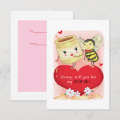 Honing En Bij Kleine Traditionele Vintage Valentij Kaart (Voorkant / Achterkant)