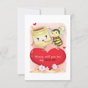 Honing En Bij Kleine Traditionele Vintage Valentij Kaart
