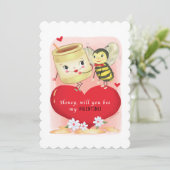 Honing en bijen  Valentijn Feestdagenkaart (Staand voorkant)