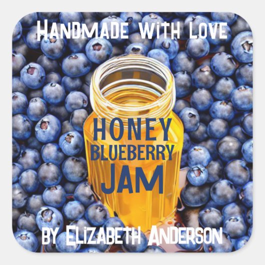 Honing en blauwe bosbes jam Square Sticker (Voorkant)