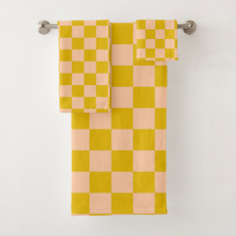 Honing en perzik Checkerboard Bad Handdoek