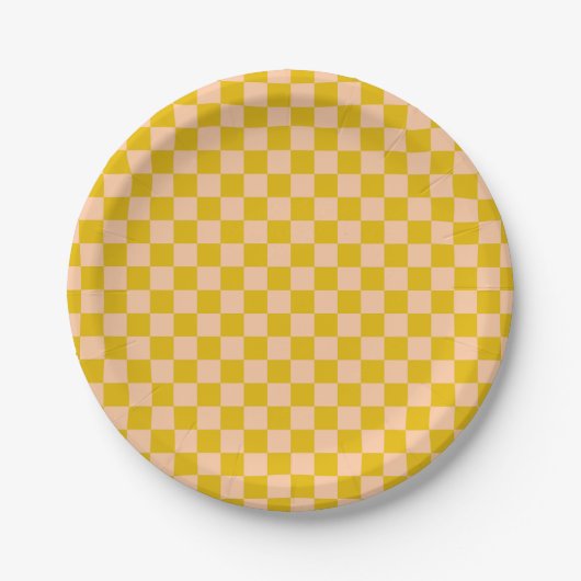 Honing en perzik Checkerboard Papieren Bordje (Voorkant)