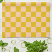 Honing en perzik Checkerboard Theedoek (Gevouwen)