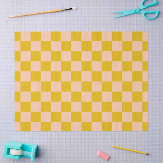 Honing en perzik Checkerboard Tissuepapier (Craft)