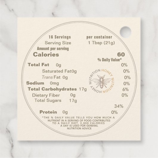 Honing en Voeding Feiten Label Ivoor Queen Bee (Achterkant)