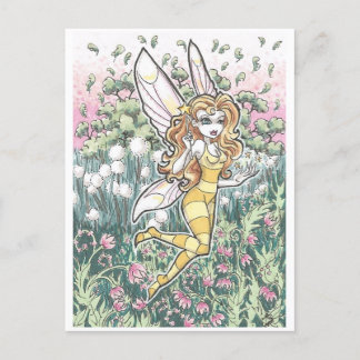 Honing Fae bloementuinfee Fantasy Art Print Briefkaart