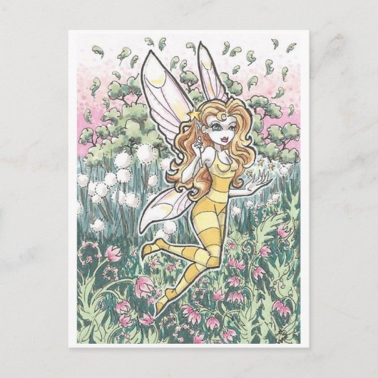Honing Fae bloementuinfee Fantasy Art Print Briefkaart (Voorkant)