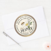 Honing Geborsteld Brons Wild Roos & Bee Rond Label (Envelop)