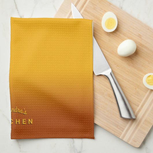 Honing Geel Ombre Theedoek (Quarter Fold)