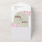 Honing Geel Roze Bloemboog Zomer All In One Uitnodiging (Buitenkant)