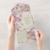 Honing Geel Roze Bloemboog Zomer All In One Uitnodiging (Afscheurbaar)