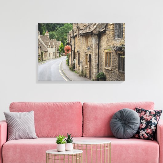 Honing gekleurde huisjes in Castle Combe, UK canva Canvas Afdruk (Insitu (Woonkamer))