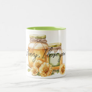 Honing Gele Bloemen Ik hou van jou Tweekleurige Koffiemok