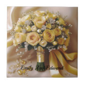 Honing Gele Rozen Bruiloft Boeket, Tegeltje (Voorkant)