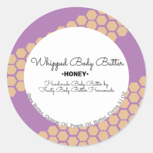 Honing Geslagen Body Butter Bad Branding Verpakkin Ronde Sticker