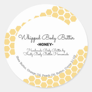 Honing Geslagen Body Butter Bad Branding Verpakkin Ronde Sticker