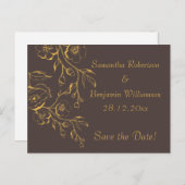 Honing Goud Herfst Bloemen Bruiloft Save the Date Aankondigingskaart (Voorkant / Achterkant)