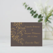 Honing Goud Herfst Bloemen Bruiloft Save the Date Aankondigingskaart (Staand voorkant)