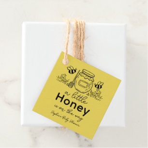 Honing Handgetekende Pot & Bijen Gele Baby Shower Bedankjes Labels