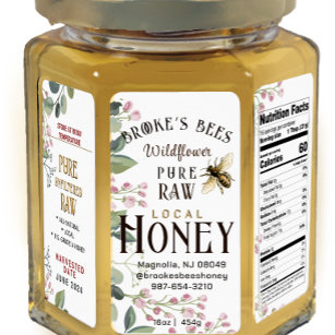 Honing HEX PANEL handgeschilderde bij & bloem 16oz Etiket