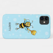 Honing hommel op zwart en lichtblauw Case-Mate iPhone case (Achterkant (horizontaal))