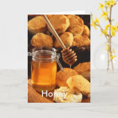 Honing... Ik hou van je! Bisquits en Honey Food Fo Kaart (Gele Bloem)