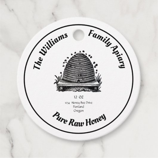 Honing Imkerij Potlabels | Vintage Bijenkorf Bedankjes Labels (Voorkant)