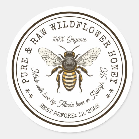 Honing inblikken sticker met bijen (Voorkant)