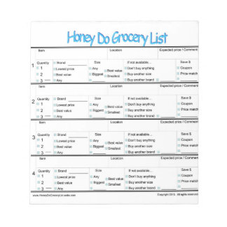 honing is een kruidenierslijst ... notitieblok