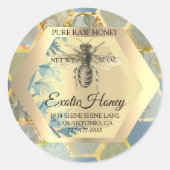 Honing Jar Honeybee Honeycomb Bee Apiary Blue Ronde Sticker (Voorkant)
